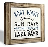 Lake Wood Plaque Sign, Boat Waves Sun Rays Ain't Nothing Like Lake Days, Box Wood Plaques Desk Décor, Lake Life Sign, Positive Lake Saying Sign, Lake Cabin Decor, Table Decorations for Lake House