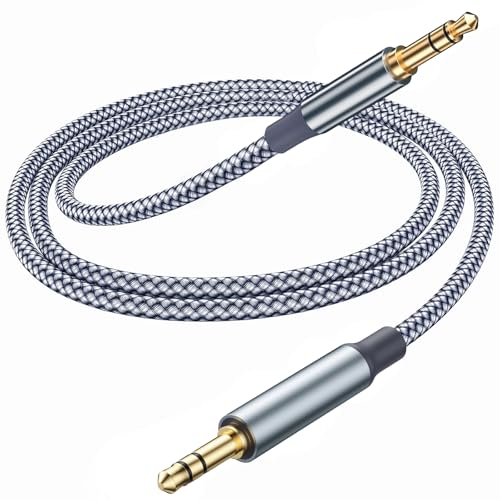 Ticenpe Câble auxiliaire - Câble audio jack 3,5 mm - 1,2 m - Prise jack stéréo vers jack - En nylon tressé - Pour écouteurs, voiture, PC, téléphone...