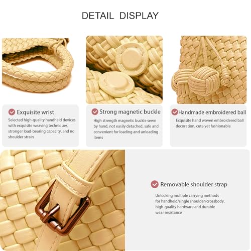 Image of Woven Tote Bag for Women with Coin Purse, Foldable Chain Small Crossbody Handbags, Fashion Shoulder Bag, Hobo Satchel