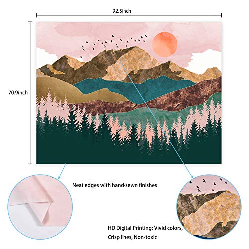 Krelymics Mountain Tapestry Forest Tree Tapestry Sunset Tapestry Nature Landscape Tapestry Wall Hanging For Room(70.9 × 92.5 Inches) #TOP5