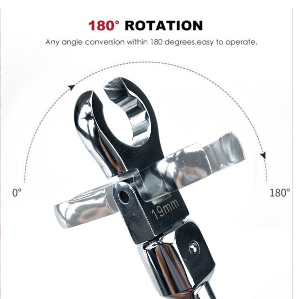 Set Chiavi a Cricchetto a Testa Flessibile, 9-19mm Flessibile Chiave Ad Anello Aperta Chiavi per Tubi Dei Freni Flare Dado Chiavi per Rimuovere Dadi Su Linee Di Carburante, Freni