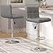 Homall Bar Stools Modern PU Leather Adjustable Swivel Barstools, Armless Hydraulic Kitchen Counter Bar Stool Extra Height Square Island Barstool with Back Set of 2 (Leather, Gray)