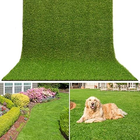 AYOHA 9 FT x 56 FT Artificial Grass, Synthetic Realistic Fake Turf Grass Thick Lawn Pet Turf, Astroturf Rug Carpet for Indoor/Outdoor Landscape Balcony Patio Decor, Easy to Clean with Drain Holes Cover