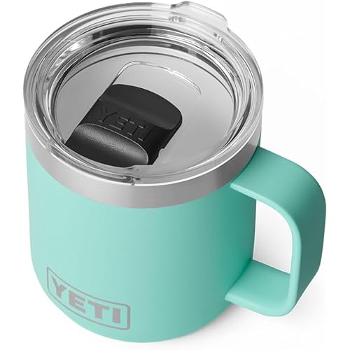YETI Rambler 10 oz Ceramic Lined Stackable Mug, Vacuum Insulated, Stainless Steel with MagSlider Lid, Seafoam