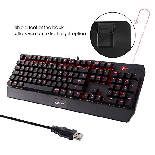 LESHP Tastiera Italiana per Gaming USB - Alte Performance – Colori da Videogioco e Retroilluminata – Tastiera da Gioco – Tastiera per Videogame, PC PS4 Windows, Mac - Nuova 2018 Versione (Nero)
