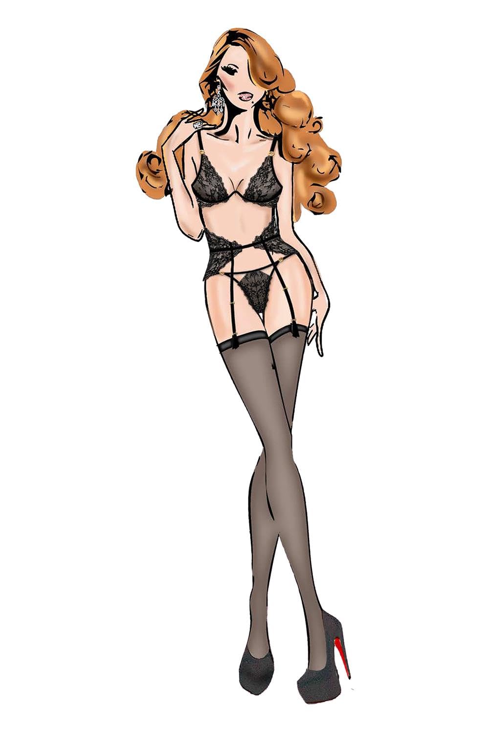 Exposed Wire 3 Pc Set Lingerie Black M