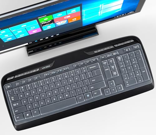 Image of Keyboard Cover Compatible with Logitech MK320 MK330 K330 MK335 Wireless Desktop Keyboard, Logitech MK320-YR002 /Y-R0009 Keyboard Protector Skin-Clear