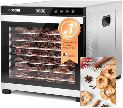 Cosori Food Dehydrator, 10 Stainless Steel Trays with 16.2 ft² Dr...