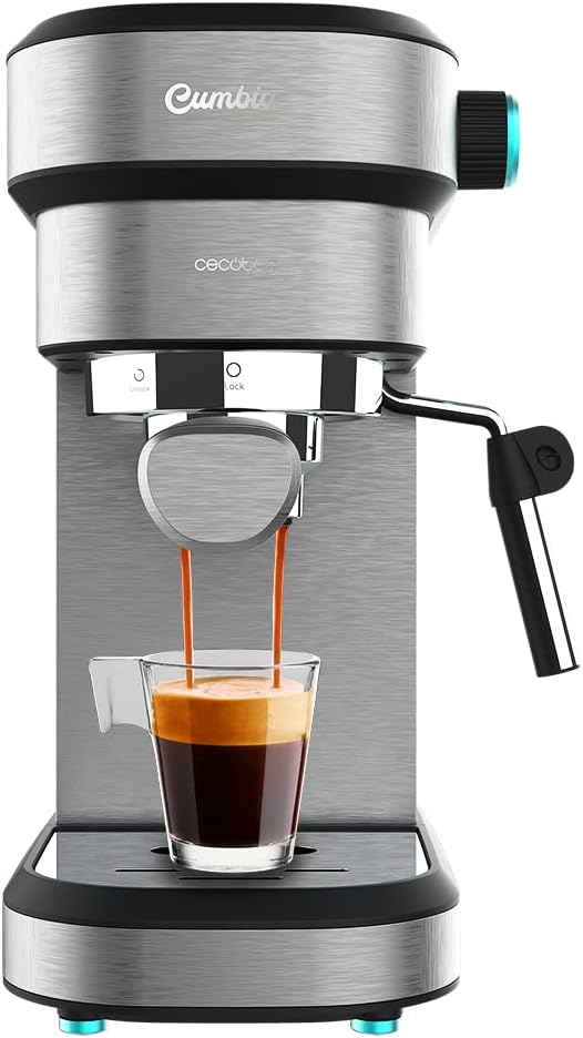Cecotec Macchina da Caffè Espresso Cafelizzia 890 Grey. Espresso e Cappuccino, 1350 W, Sistema Thermoblock, 20 Bar, Modalità Auto per 1-2 Caffè, Vaporizzatore Orientabile, Capacità 1,2 L, Scalda Tazze