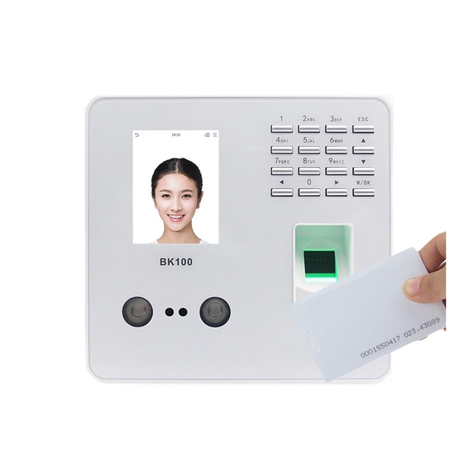 CVFRDD BK100 /IP Biometric Fingerprint Face Recognition Employee Time Attendance Machine With keyboard Time Clock Recorder(BK100-ID,A)