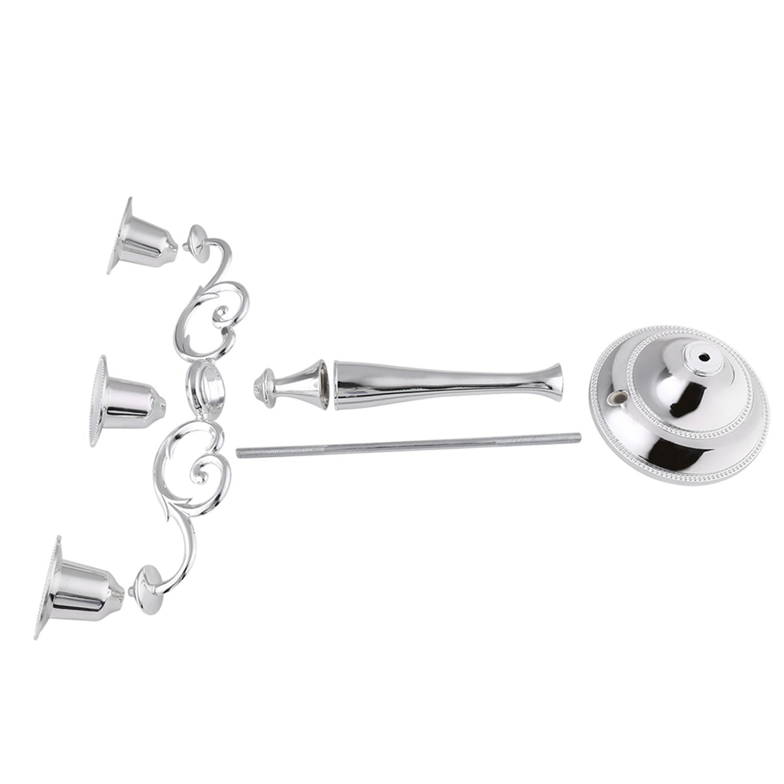 Ejoyous Candeliere a 3 Bracci, Portacandele Candelabro in Metallo, Candele a Bastoncino, Vintage per Natale, Matrimonio, Soggiorno, Davanzale (SILVER)