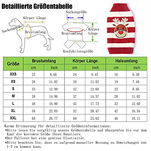 HRTTSY Weihnachten Hundepullover, Winter Warmer Hund Katze Pullover Kleidung Haustier Mantel Kostüm Welpenpullover Pullover Bekleidung für kleine mittelgroße Hunde Großer Hund Haustierpullover