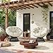 Yaheetech Indoor Papasan Chairs with Thick Tufted Cushions and Frame, Swivel Wicker Ergonomic Lounge Reading Chairs for Living Room/Bedroom, Beige