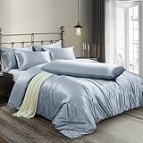 Ersmak 6 Pieces Satin Duvet Cover Full/Queen Size Luxury Silky Bedding Duvet Cover Set with 1 Soft D