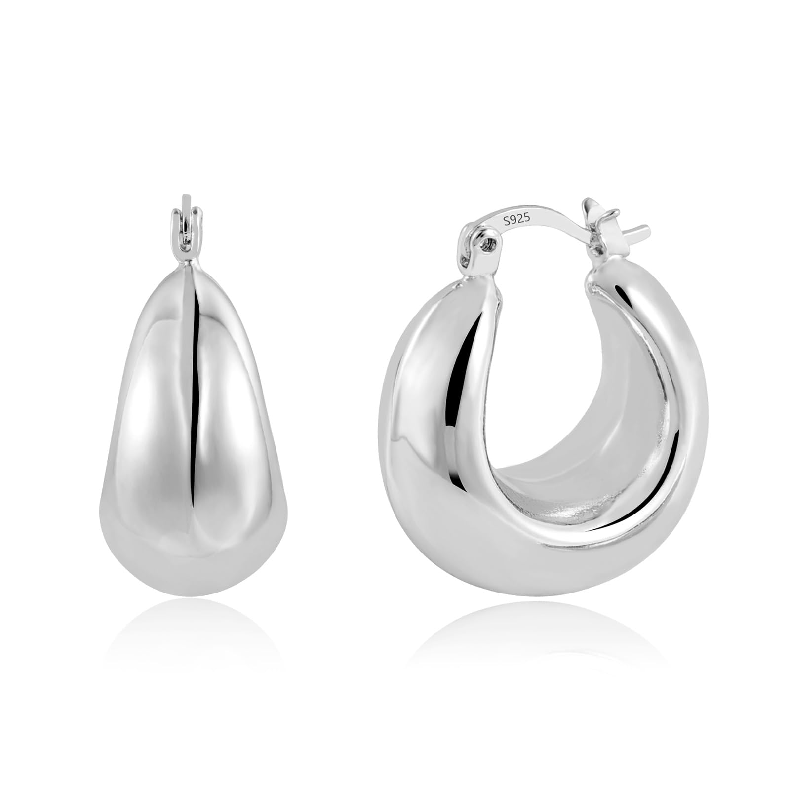 ALEXCRAFT Orecchini Donna Argento 925 Ago Chunky Cerchio 14K Oro Placcato