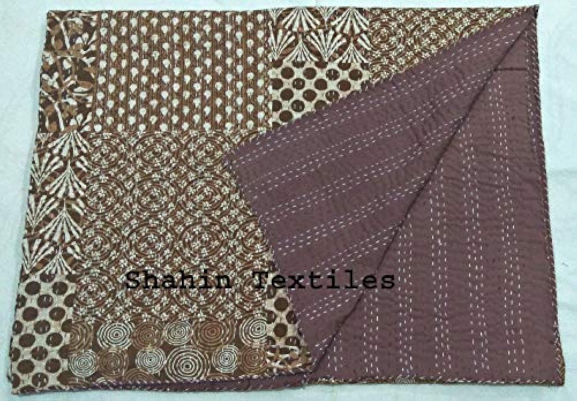 Handmade Multi Color Printed Kantha Quilt 60x90 Inch