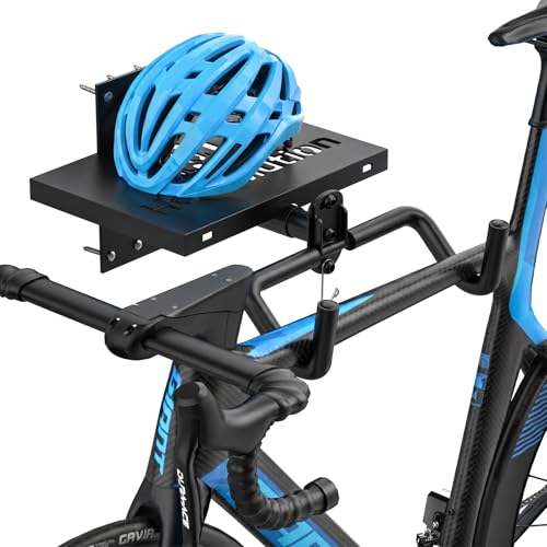 Image of Housolution Bike Wall Mount Horizontal with Shelf- EVA Foam Padded up to 48.5LBS, Carbon Steel, Heavy-Duty Adjustable Bikes Wall Hanger for Road, Mountain and Hybrid Bikes, Bike Hooks for Garage