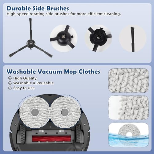 QrevoS Zubehör Ersatz für Roborock Q Revo S, Qrevo Pro Set, Qrevo Plus Saugroboter, 1 Hauptbürste, 4 Seitenbürsten, 2 HEPA Filter, 4 Wischtücher, 6 Staubbeutel, 1 Reinigungsbürste