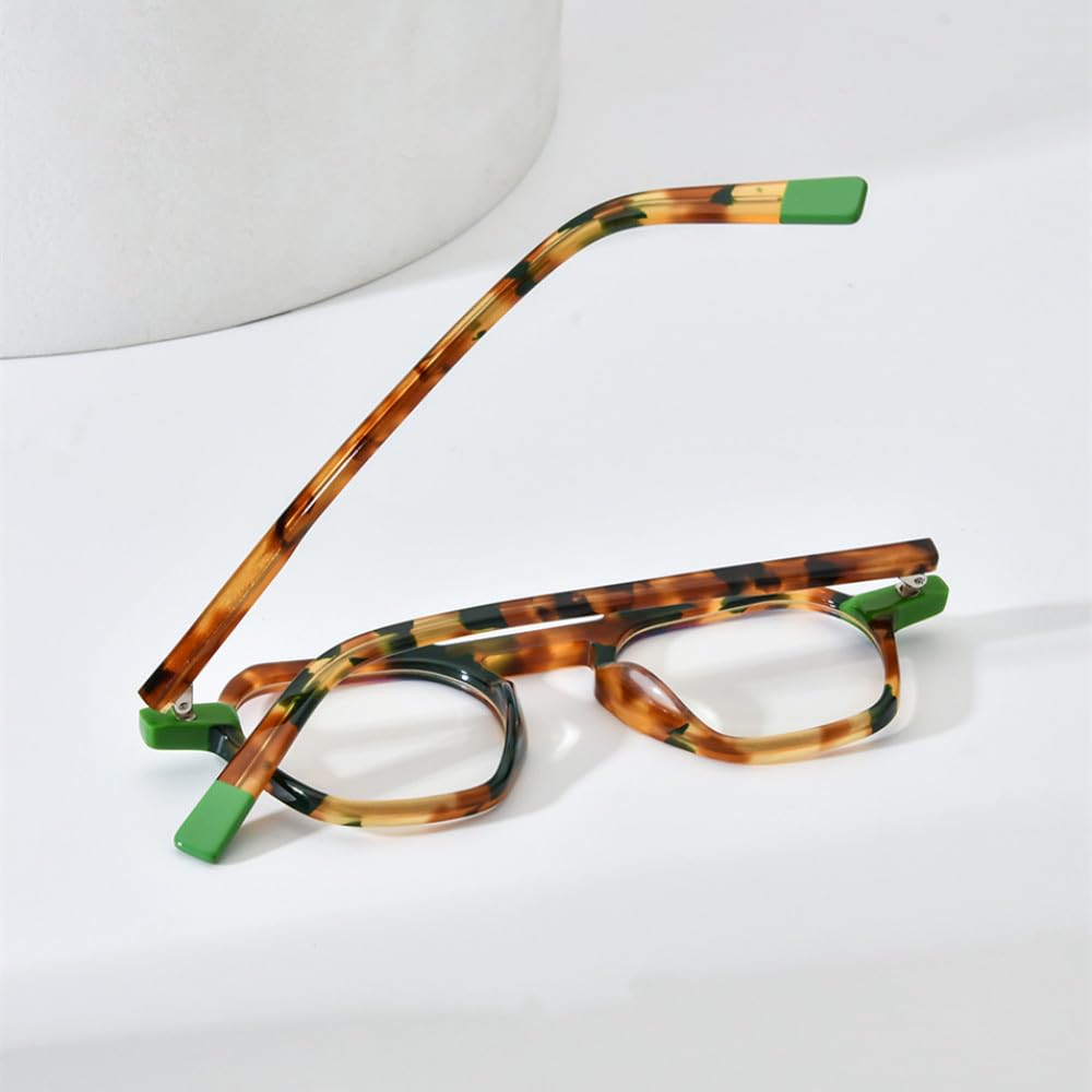 MUTYNE Montura de gafas de acetato multicolor para hombre, anteojos cuadrados retro, gafas para mujer