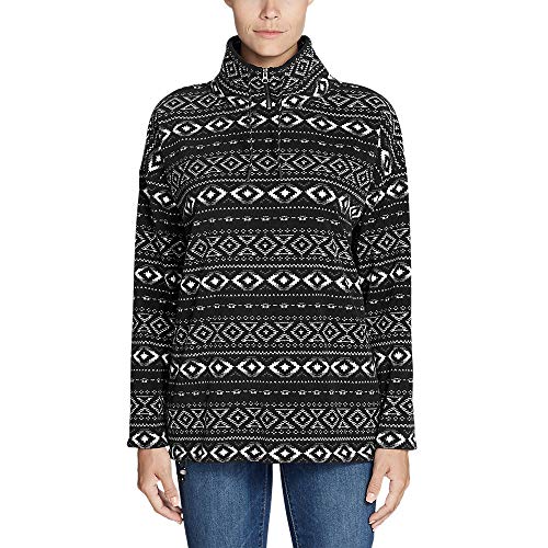 Get Discount 70% Price Eddie Bauer Women's Quest Fleece Pullover - Print, Black Regular M