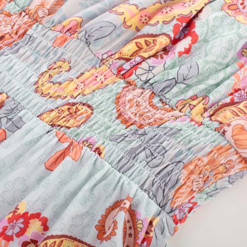 Image of GRACE KARIN Summer Dresses for Women 2026 Vacation,Smocked Floral Maxi Dress,Boho Beach Sundress with Pocket Fashion Clothing