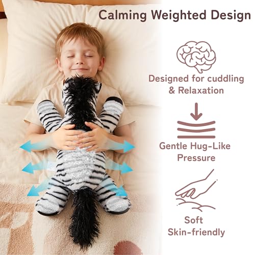 Image of Niuniu Daddy 25 inch 5 lb Weighted Zebra Stuffed Animal for Adults Kids, Giant Large Soft Body Pillow Plush Toy for Sleeping Huggable, Gift for Everyday Comfort