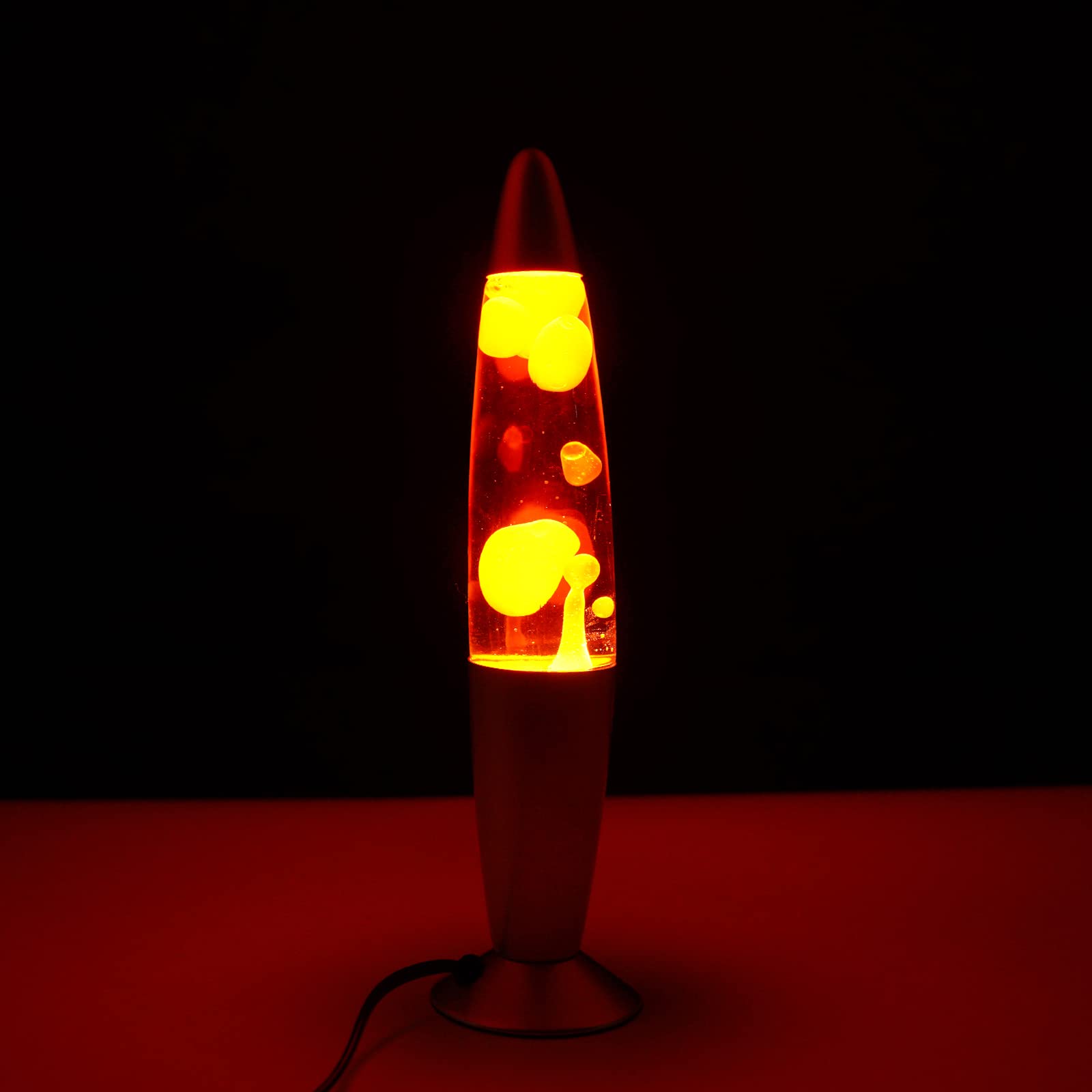 DoRight Klasyczna lampa lawowa, żółty wosk/czerwony, płynne aluminium, uspokajający ruch, do spokojnego relaksu, 40 cm, z 2 opakowaniami R39 25 W E14, AC220-240 V, EUStecker