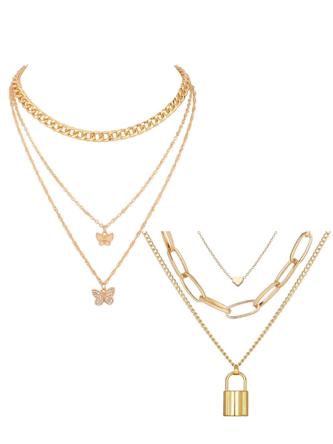 See full amazon price history chart for Vembley Pack of 2 Charming Gold Plated Layered Heart Lock & Vintage Coin Chunky Chain Pendant Necklace For Women and Girls Vembley Pack of 2 Charming Gold Plated Layered Heart Lock & Vintage Coin Chunky Chain Pendant Necklace For Women and Girls (B09RJ76S1C) Amazon Price History, Amazon Price Tracker