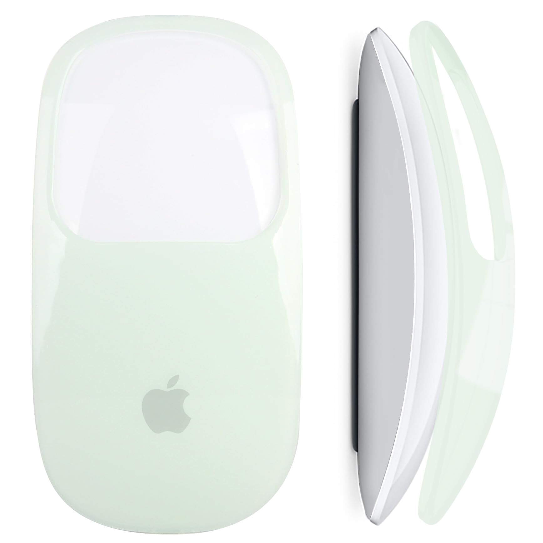 B BELK Cover Compatible with Apple Magic Mouse 1&2, Ultra Thin Transparent Plastic Hard Case for Magic Mouse, 3-Layer Drop-Resistant and Dust Proof Protective Skin, Light Green 2
