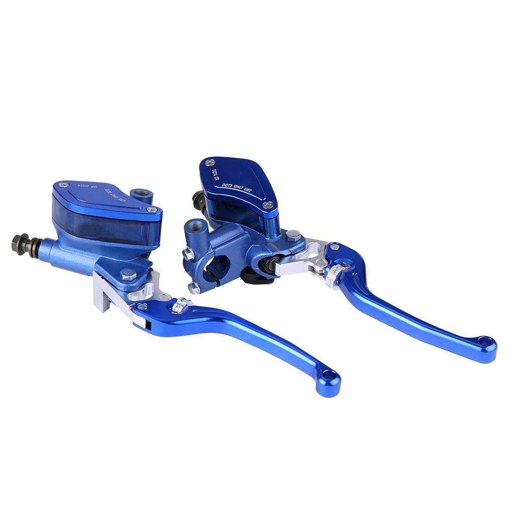 Duokon Paire de pompe de frein hydraulique, 1 paire 22mm Maître-cylindre de Frein,Levier de Maître-cylindre D'embrayage,Ajustable Pompe de Frein Hydraulique de moto (Bleu)