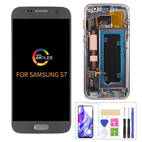A-MIND OLED Screen Replacement Include Frame for Samsung Galaxy S7 G930 (Not for S7 Edge) 5.1inch Touch Digitizer LCD Display Assembly Repair Kits,with Screen Protector+Tools (Black Not Original)