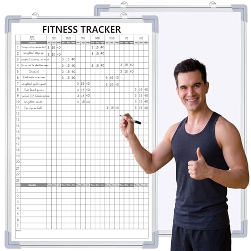 Lincia 24 x 36 Inch Fitness Tracker Whiteboard Workout...