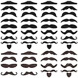 54 Pcs Realistic Stick-On Fake Mustaches - Variety of Styles for Costume Parties, Cosplay, Halloween, Christmas - Ideal Gift for Everyone - Easy to Apply and Remove - Quality Artificial Fiber