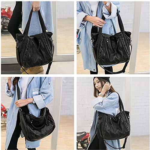 Image of Women Handbag Hobo Purse Large Capacity Soft Leather Shoulder Bag Top-handle Tote Satchel