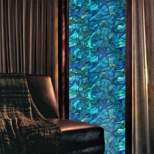 Vinilo adhesivo decorativo para ventana azul pavo real 40x300 cm miniatura 2