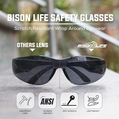Image of BISON LIFE Assorted Safety Glasses for Men & Women ANSI Z87.1, 6 Pack