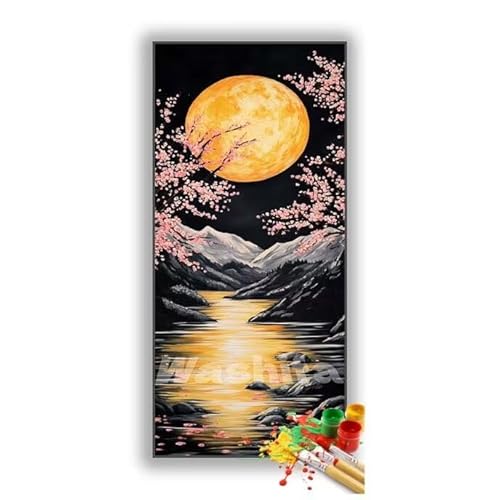 �������G �i�� �� �����h��G �L�b�g DIY ��l ���S�Ҍ��� �f�W�^�����G ��h�� �����L�b�g�ɂ��G�� Paint By Numbers �A�N�����y�C���g ���ʉ� �����Ńy�C���g �z�[�� �I�t�B�X���� �M�t�g 25x50 cm, �t���[���Ȃ�