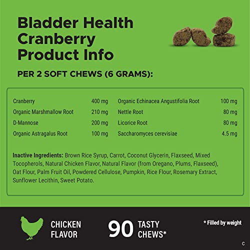 Pet Honesty Bladder Health Cranberry Supplement For Dogs – Kidney Support For Dogs, Dog Uti - Cranberry & D-Mannose To Help Support Dog Urinary Tract Health, Dog Urine & Dog Bladder Support (Chicken) #TOP5