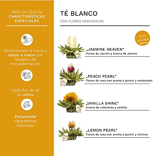 Creano "Flores de Té Télini" Juego de Regalo de Flores de Té con Taza de Té y 8 Flores de Té en Tamaño de Taza | Té blanco - Imagen 3