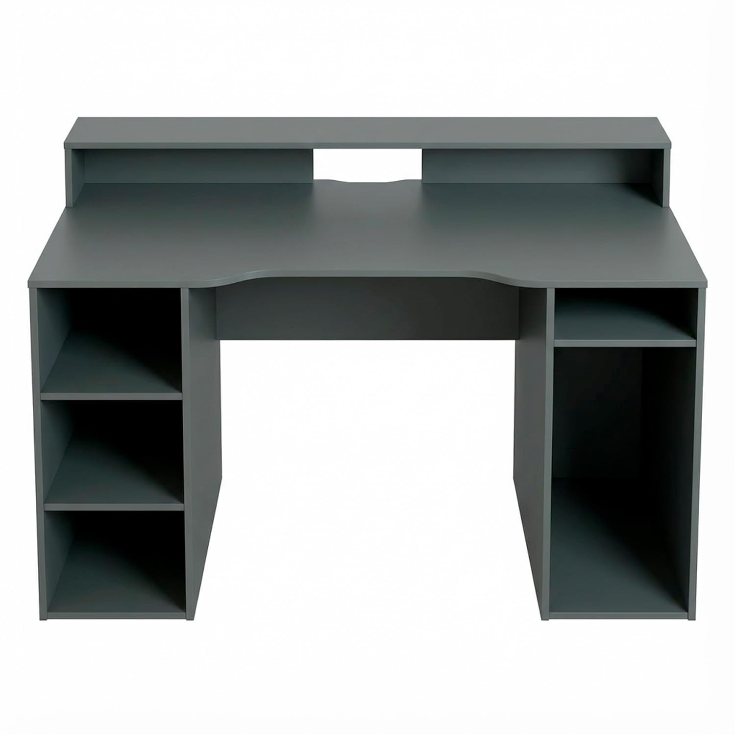 Arreditaly Scrivania Gaming Con Ripiani Porta PC E Supporto Monitor Con Passacavi Tavolo Gamer Reversibile Ampio Piano Ergonomico Per Setup Gaming Studio Ufficio 136 x 67 x 88 Cm Grigio Antracite