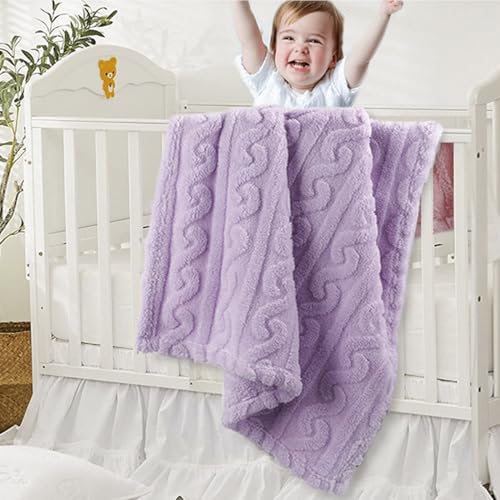 Image of HOMRITAR 3D Purple Fleece Fluffy Fuzzy Baby Blanket for Boys Girls
