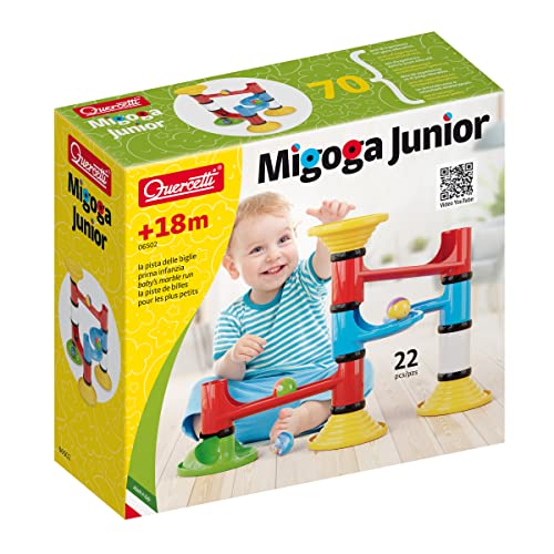 Quercetti Migoga Junior Basic Set, Pista per Biglie Bambini 1 anno, Gioco Educativo MotricitĂ Fine, Giocattoli Montessori 1-5 anni, Giochi Bambini 2 Anni e Regalo Bimbo 3 Anni