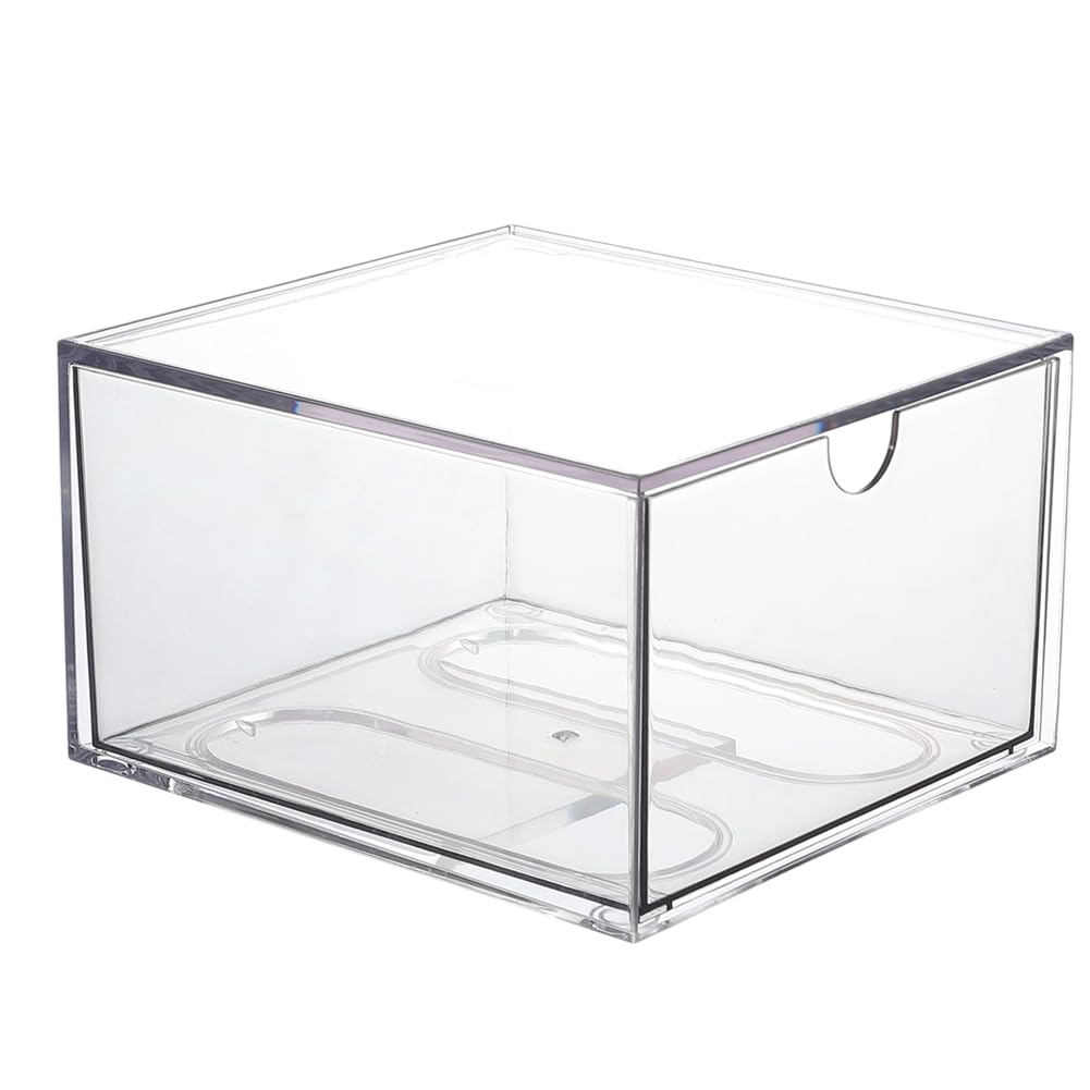 CREATCABIN Porta Toallas Desechables Caja de Almacenamiento de Toallitas Faciales Acrílico Transparente Apilable Organizador de Toallas para Maquillaje Y Piel Limpia Contenedor Cajón 16.5x15.4x9.8cm