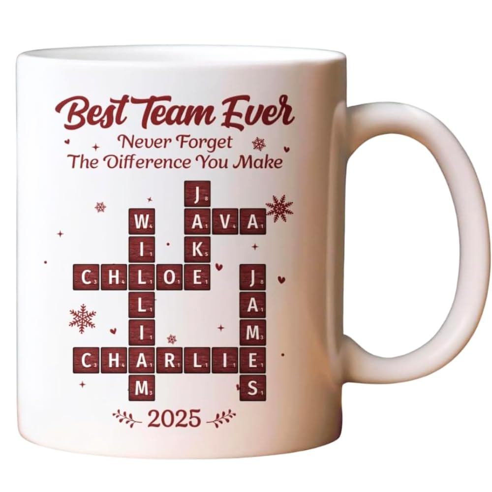 Best Team Ever - Personalized Mug Custom Names Teams Crossword Coffee Mug Best Team Ever Crossword Puzzle Art