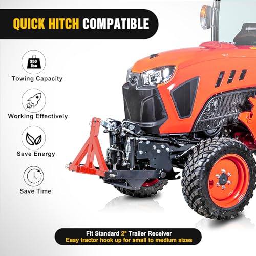 Image of Nilight 3 Point 2 inch Trailer Hitch Receiver Category 1 Heavy Duty Tractor Drawbar Adapter Compatible with Kubota Bx John Deere Nortrac Kioti Yanmar Cat Orange