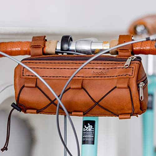 hecho. Fahrradtasche Vincente Jr. (Small) - Handgefertigt, echtes Leder, Fair-Trade - Lenkertasche für Retro Rennräder, Stadtrad, Tourenrad