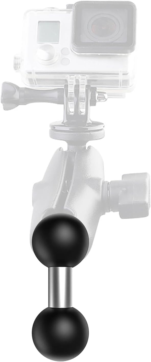 Double 1"" Ball Mount Base Ball Adapter Compatible with RAM Mounts B Size Double Socket Arms, Black, Silver/Black, M-11-1