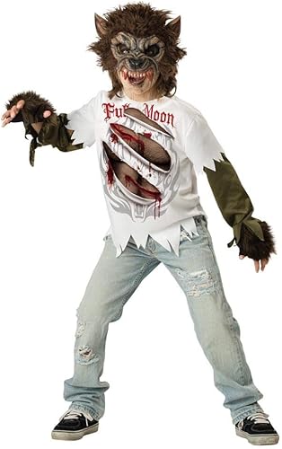 InCharacter Costumes LLC 8-20 - Juego de máscara y camisa de hombre lobo para niños multicolor XL
