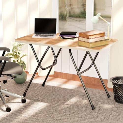 Image of Multipurpose Foldable & Portable Study Table, Computer Desk, Foldable for Office Work, Laptop Desk, 2 Seater Dining Table for Home and Office (W Wood)