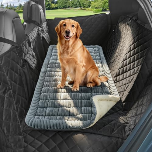 HomeTails Backseat Dog Bed Mat for Car Dog Car Seat Cover for Back Seat Pet Car Blanket Soft and Comfortable Upgraded Bottom Non-Slip Washable Travel Pet Mat for Cars Trucks and SUVs (53 x 24)